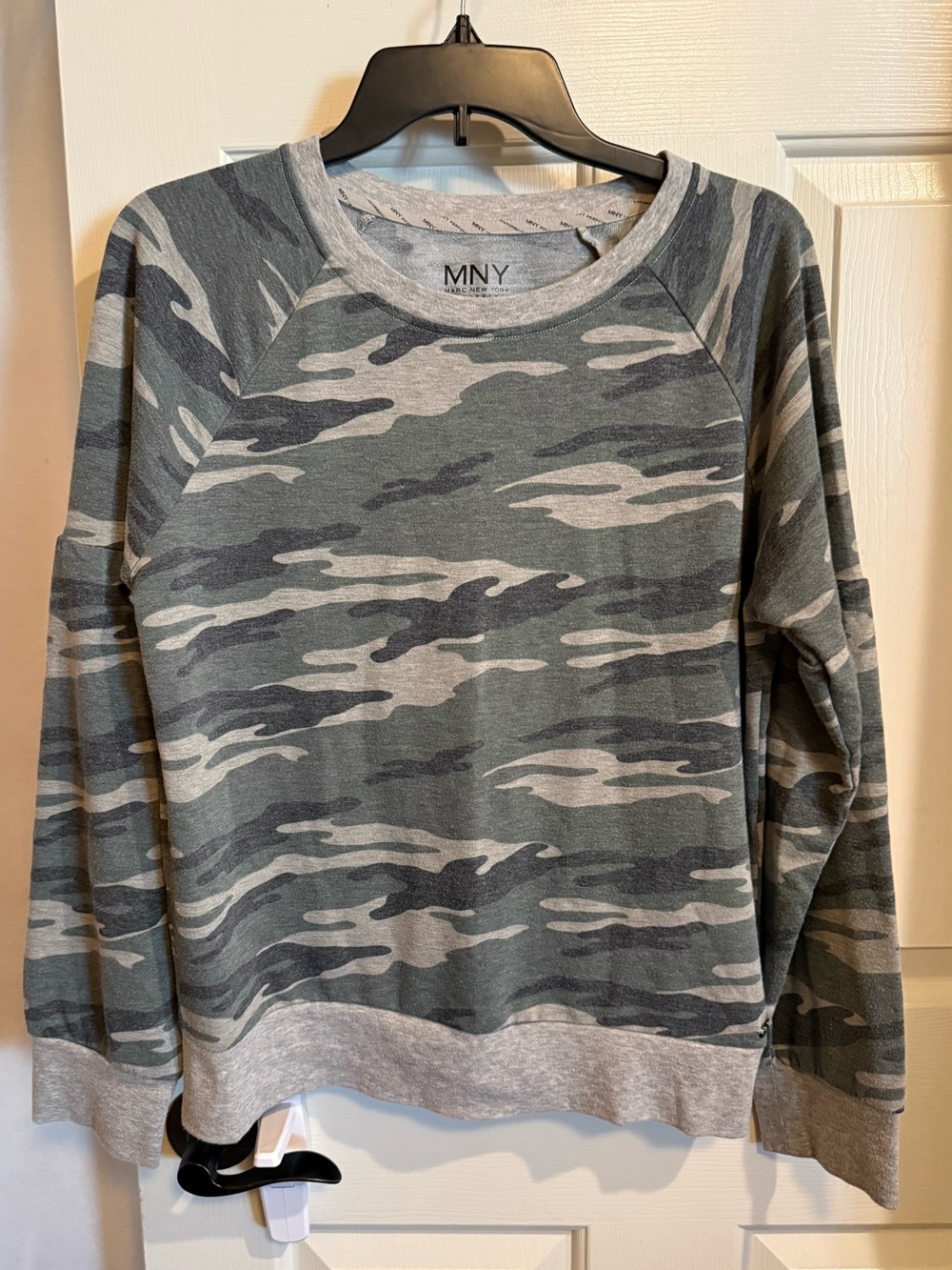 MNY Marc New York Performance Gray and Green Camo Crewneck Sweater